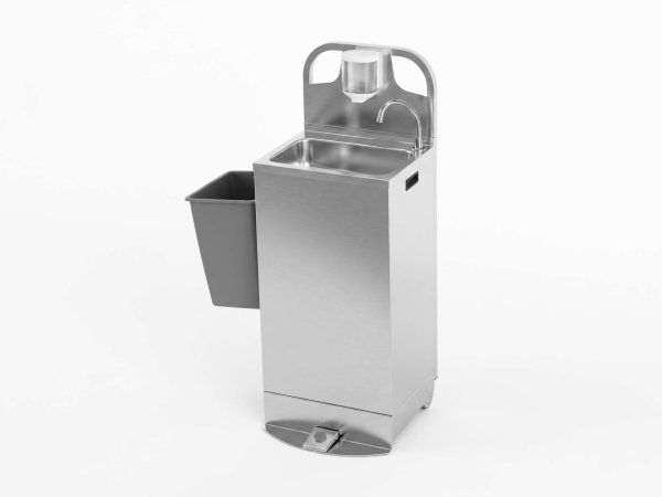 Lave-mains inox autonome chauffant avec distributeur de savon et poubelle par Sofinor