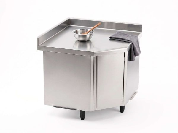 Meuble bas d'angle à bord rayonné inox cuisine pro Sofinor