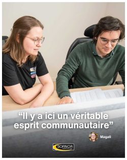 Magali technicienne méthodes Sofinor et son alternant Théo
